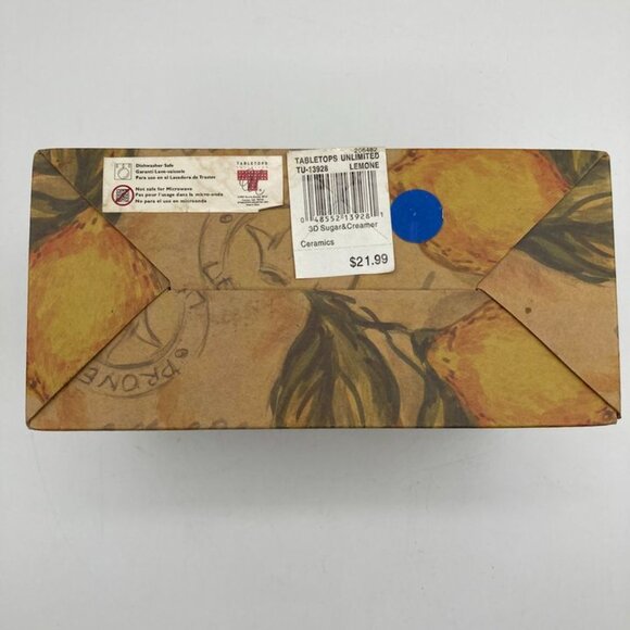 Tabletops Gallery Lemone Hand Painted 3D Ceramic Sugar Bowl & Creamer Set - Picture 7 of 8